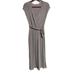 Caution to the wind brown/white stripe jumpsuit sleeveless woman size medium